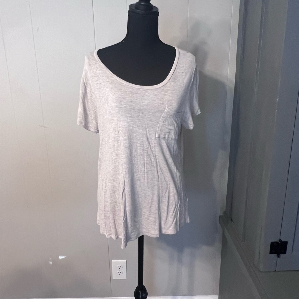 Active USA Women's Light Gray Henley Top